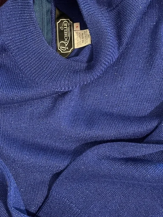 Rochelle California Sparkle Knit Turtleneck Sweater in Bright Periwinkle Blue - Picture 6 of 7